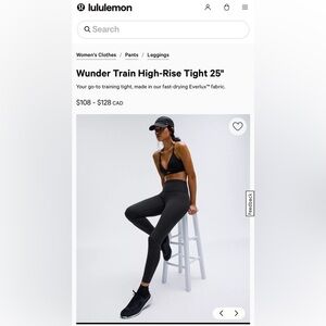 Lululemon Wunder Train high rise legging tights 25”